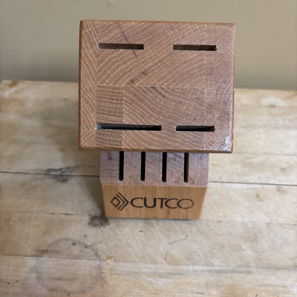 CUTCO 8‎ Slot Solid Wood Honey Oak Knife Block Holder Made in USA Vtg